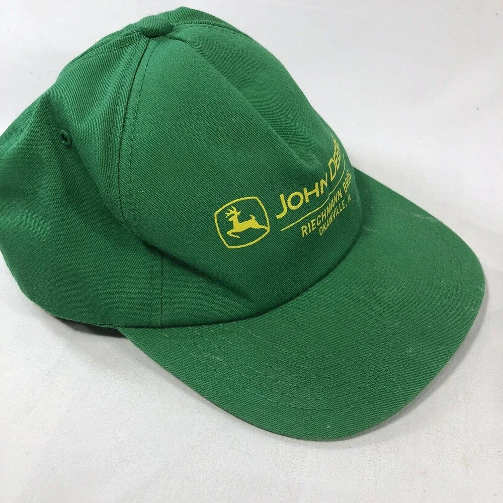 Vintage John Deere Hat Cap Adjustable Snapback Green Riechmann Bros USA Made